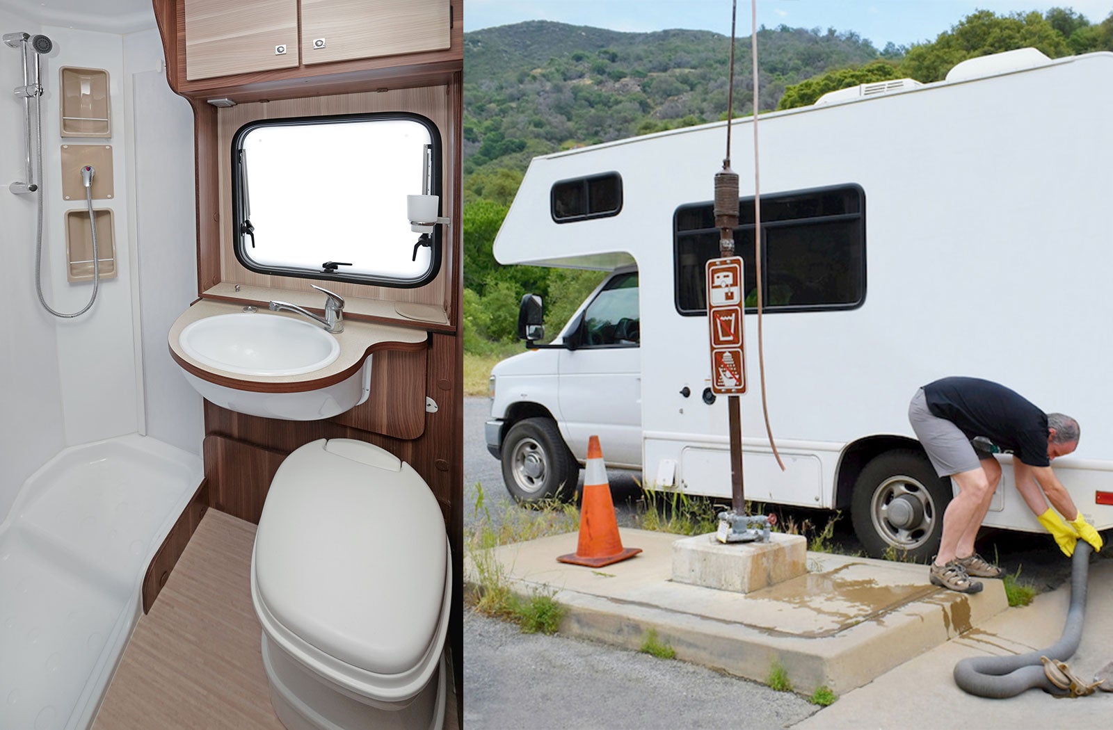 Portable RV/camper toilet and holding tank setup in Kernersville, North Carolina