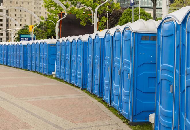 Seasonal porta potty units set up at a Kernersville, North Carolina venue